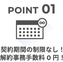 契約期間の制限なし！解約事務手数料0円！